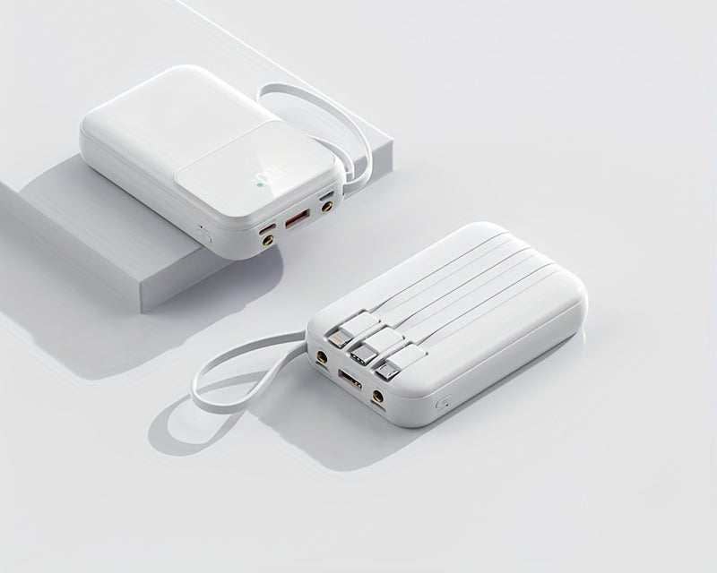BowLift | 10000mAh Portable Power Bank with Fast Charging and Built-in Cables – Compact Phone Charger with LED display