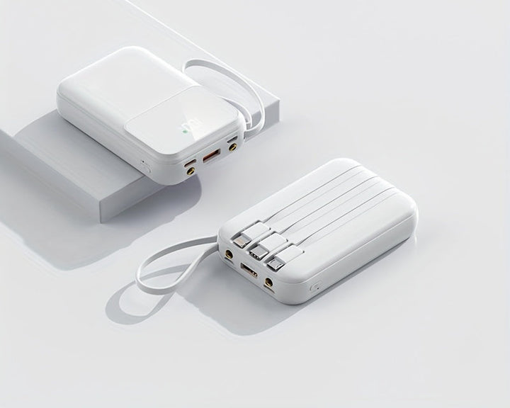 BowLift | 10000mAh Portable Power Bank with Fast Charging and Built-in Cables – Compact Phone Charger with LED display