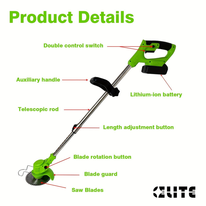 BowLift | Battery Lawn Trimmer GrünKraft | Cordless & Adjustable | Multiple Blade Attachments | Lightweight & Portable