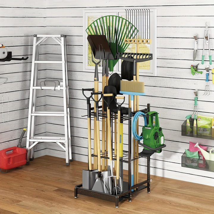 BowLift | Heavy-Duty Black Metal Garden Rack – Durable Outdoor Tool & Hose Storage Organiser