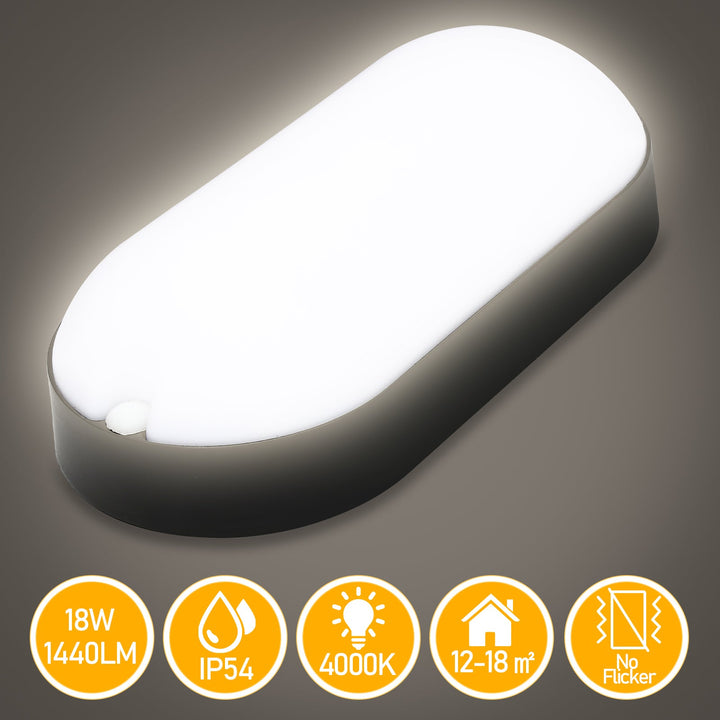 15W LED Moisture-Proof Light IP54 2 Pieces | Bowlift