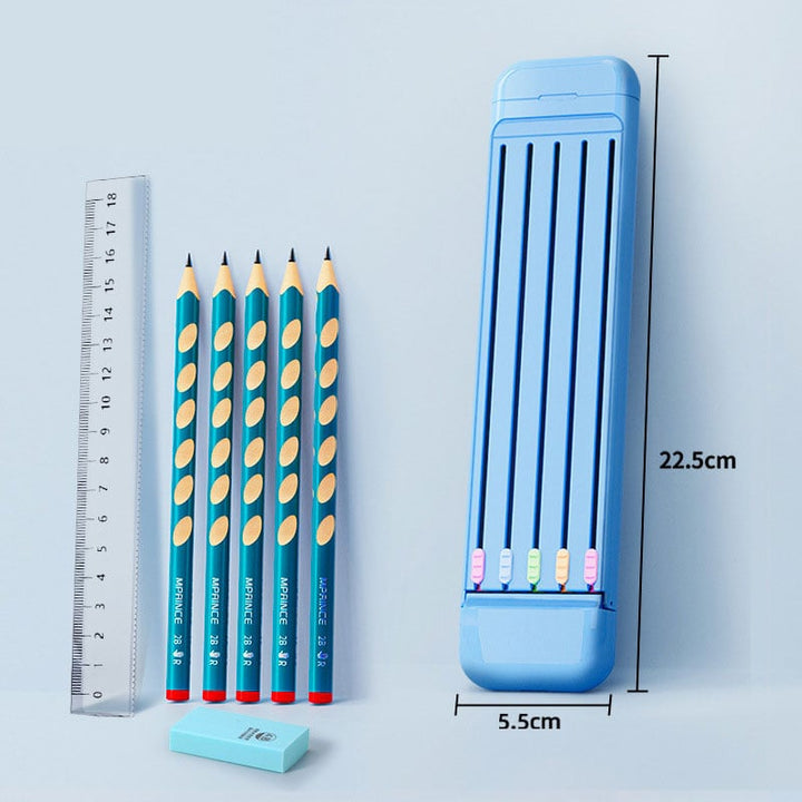 BowLift | Multifunctional Pencil Case for Kids with 5pcs Pencils2B, Eraser and Ruler