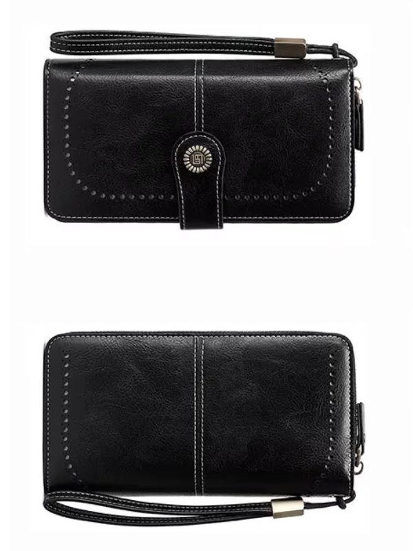 Stylish Leather Wallet with Wristband Bowlift