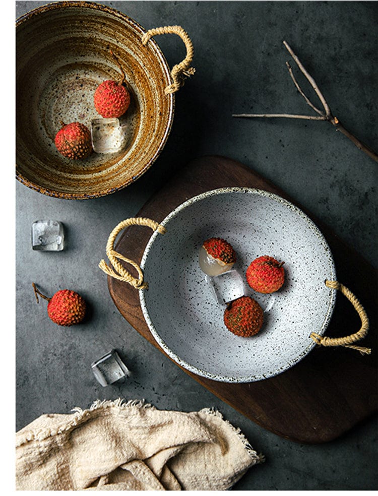Fortessa ceramic bowl with hemp rope handle Bowlift