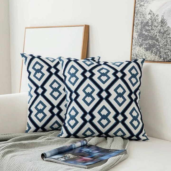 BowLift | Blue Embroidered Decorative Pillow Cover