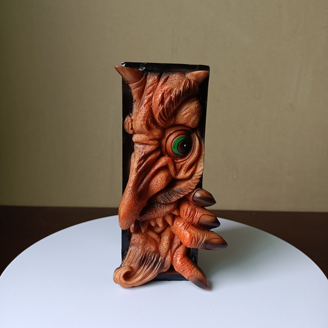 Mystical Charm - Unique Monster Bookend in Black and Grey Bowlift