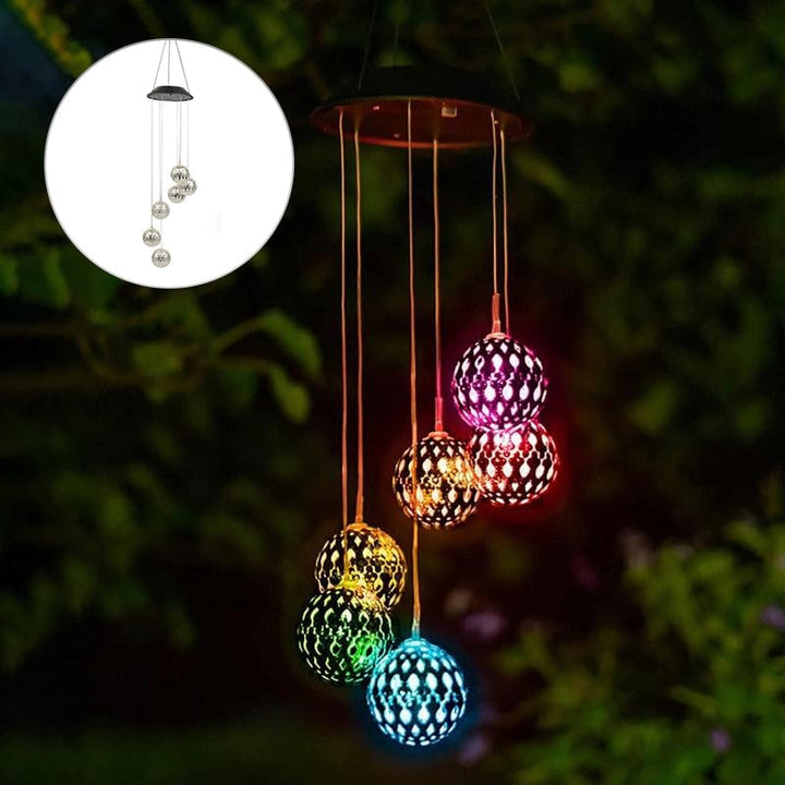 BowLift | Solar Metal Ball Wind Chime – Solar Powered LED Garden Decoration with Soothing Sounds
