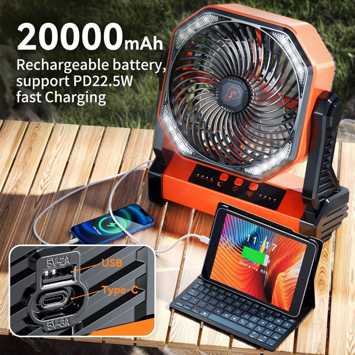 3 In 1 Cordless Camping Fan | Bowlift