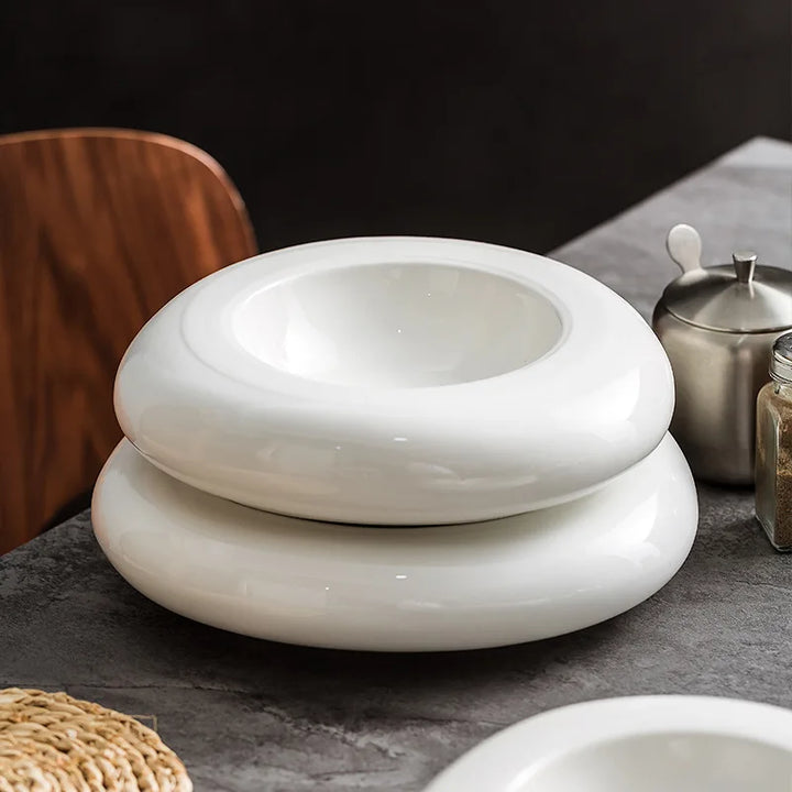 Ceramic Insulation Plate White Irregular Cold Dish Plate for Cuisine | Bowlift