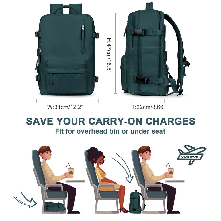 BowLift | Women's Large Travel Backpack – Waterproof Hiking Rucksack | Anti-Theft & USB Charging