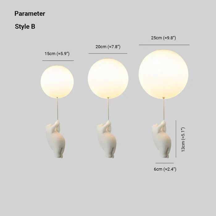 BowLift | Children's Ceiling Lamp with Bear and Balloon - CloudBear
