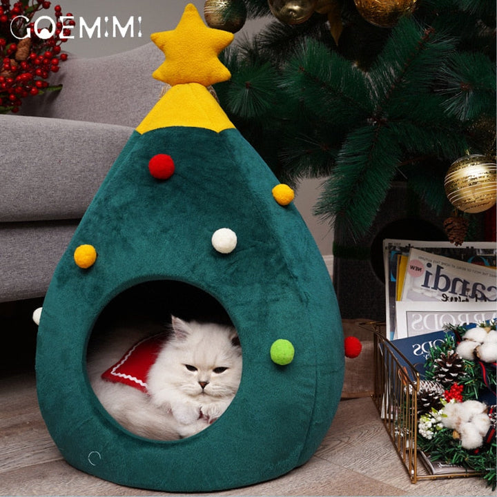 Christmas Tree Cat Bed - FestivePurr Bowlift