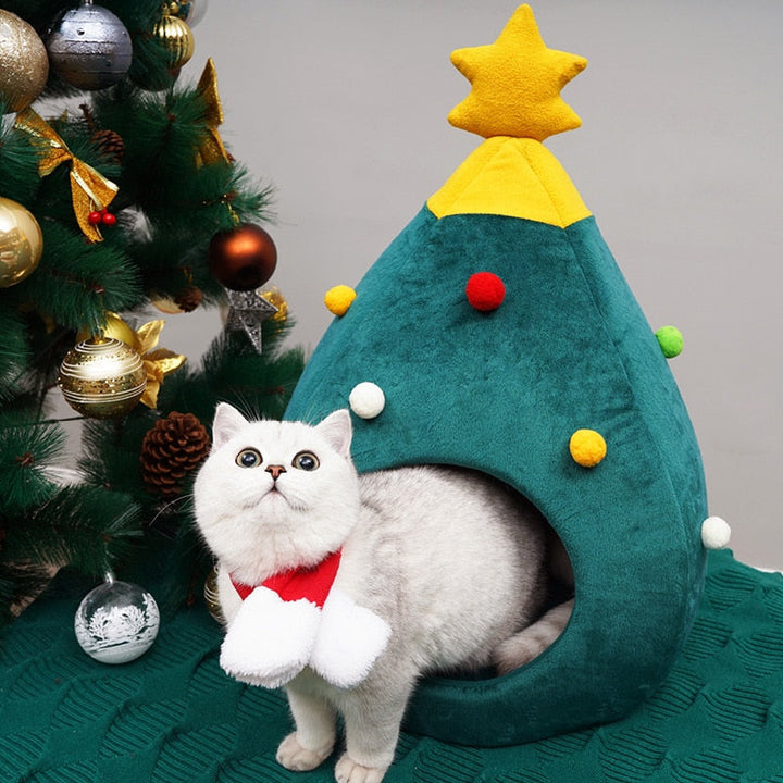 Christmas Tree Cat Bed - FestivePurr Bowlift