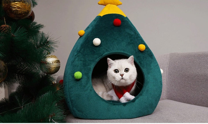 Christmas Tree Cat Bed - FestivePurr Bowlift