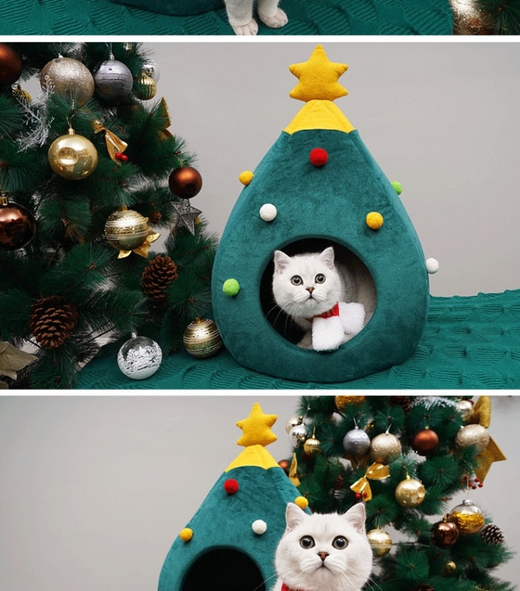 Christmas Tree Cat Bed - FestivePurr Bowlift
