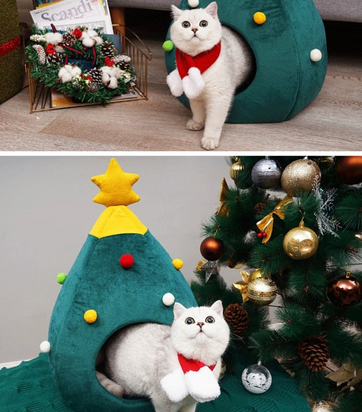 Christmas Tree Cat Bed - FestivePurr Bowlift