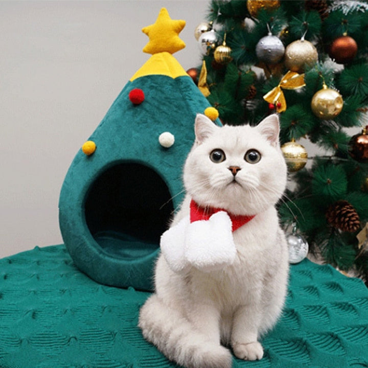 Christmas Tree Cat Bed - FestivePurr Bowlift