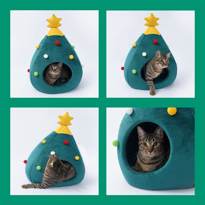 Christmas Tree Cat Bed - FestivePurr Bowlift