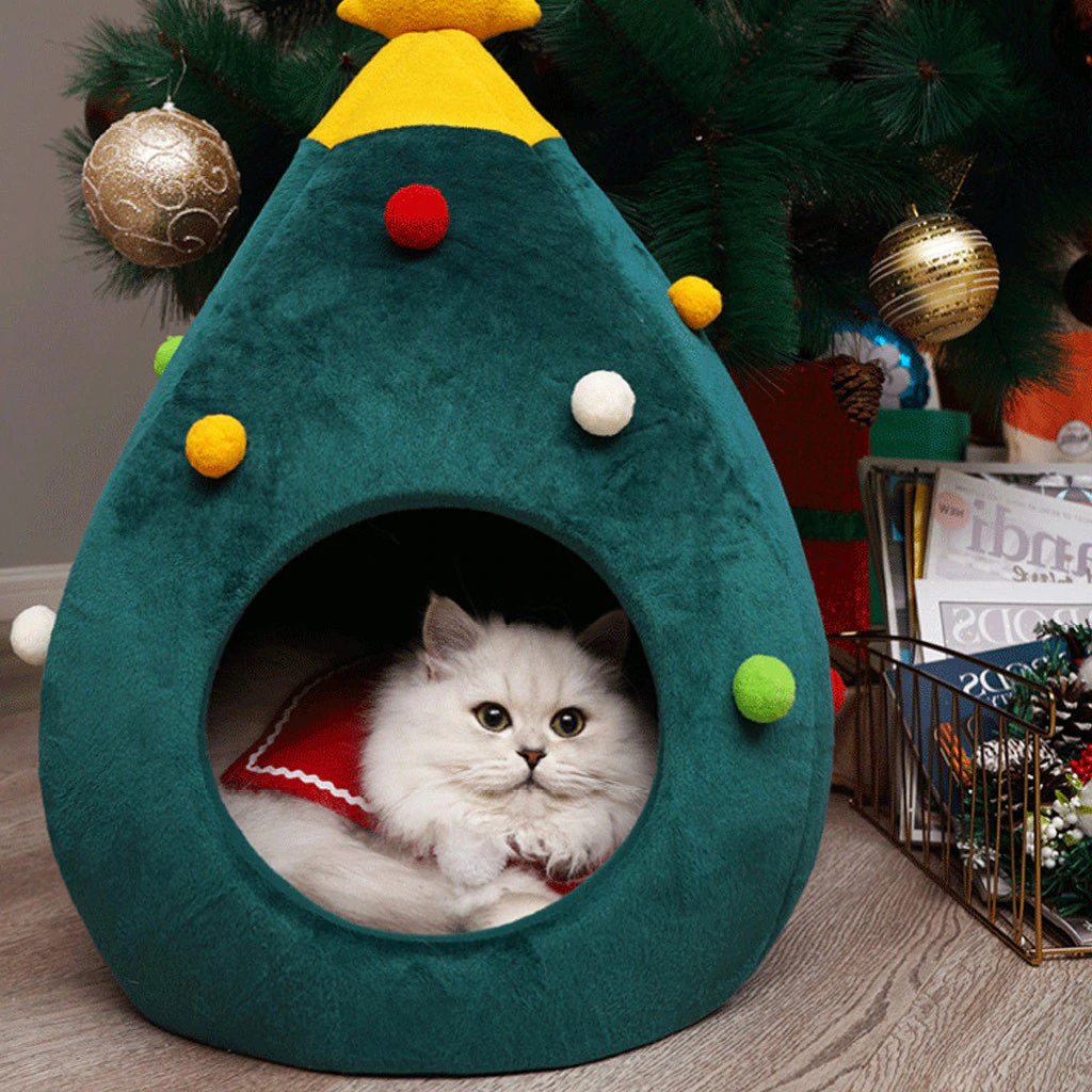 Christmas Tree Cat Bed - FestivePurr Bowlift