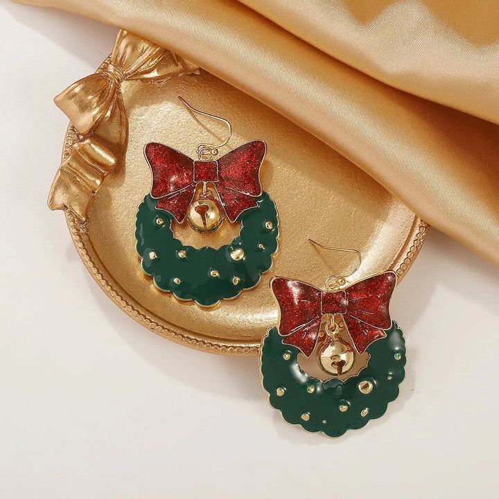 BowLift | Christmas Wreath Bow Drop Earrings