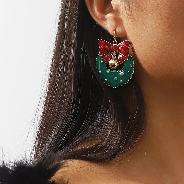 BowLift | Christmas Wreath Bow Drop Earrings