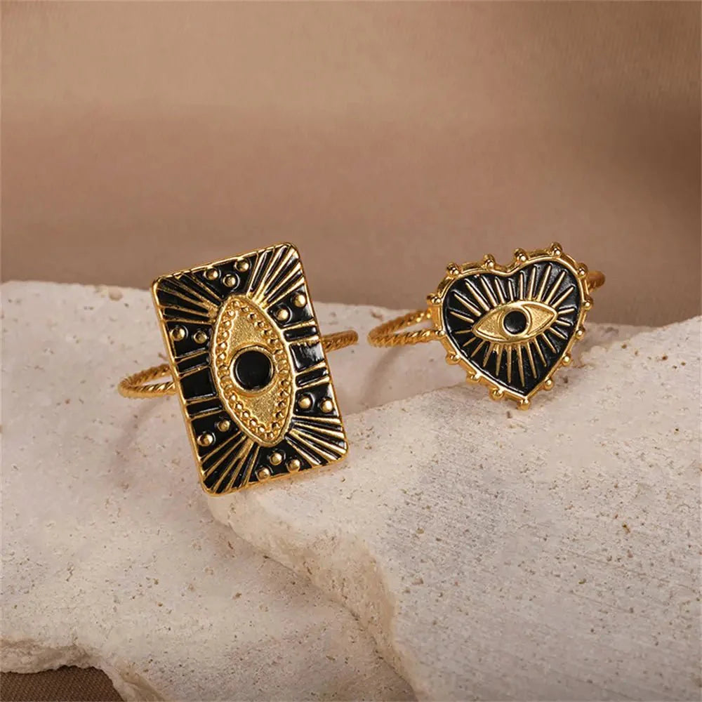 BowLift | Classy Evil Eye Heart & Rectangle Rings