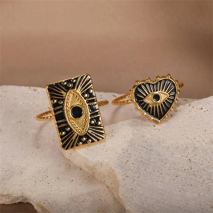 BowLift | Classy Evil Eye Heart & Rectangle Rings