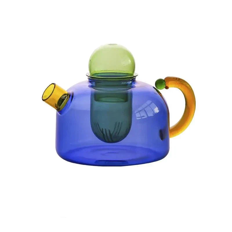 BowLift | Contrasting Color Glass Teapot Set – Stylish & Heat Resistant Design