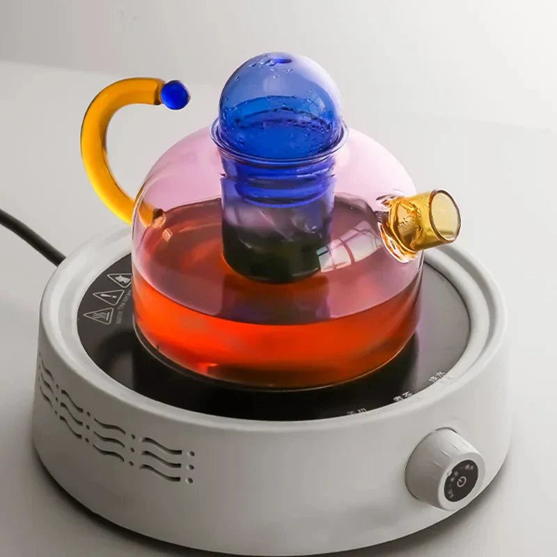 BowLift | Contrasting Color Glass Teapot Set – Stylish & Heat Resistant Design