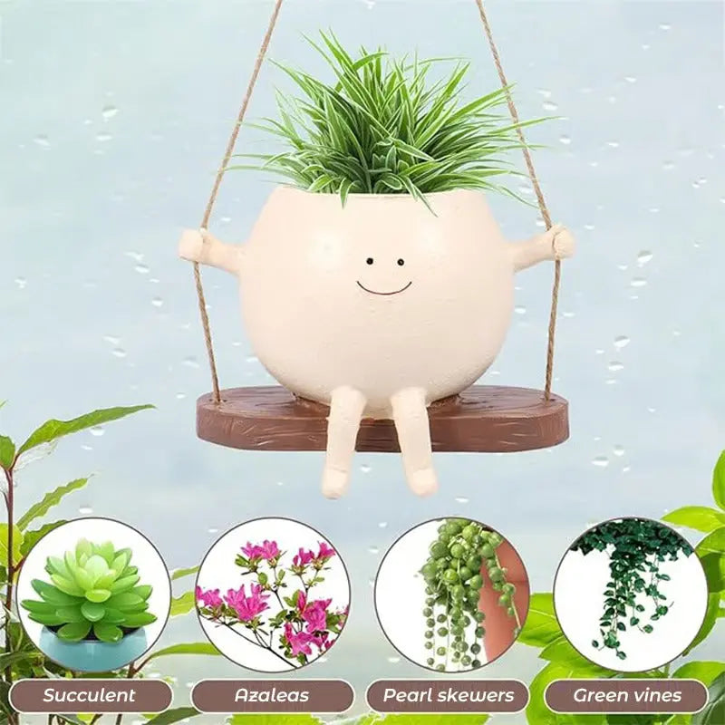 BowLift | Hanging planter with smiling face