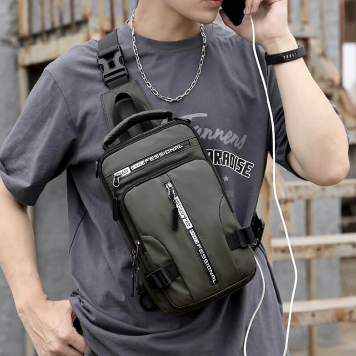 BowLift | Waterproof Oxford Crossbody Bag, Anti-Theft Sling Bag, USB Charging & Multi-Pocket Design