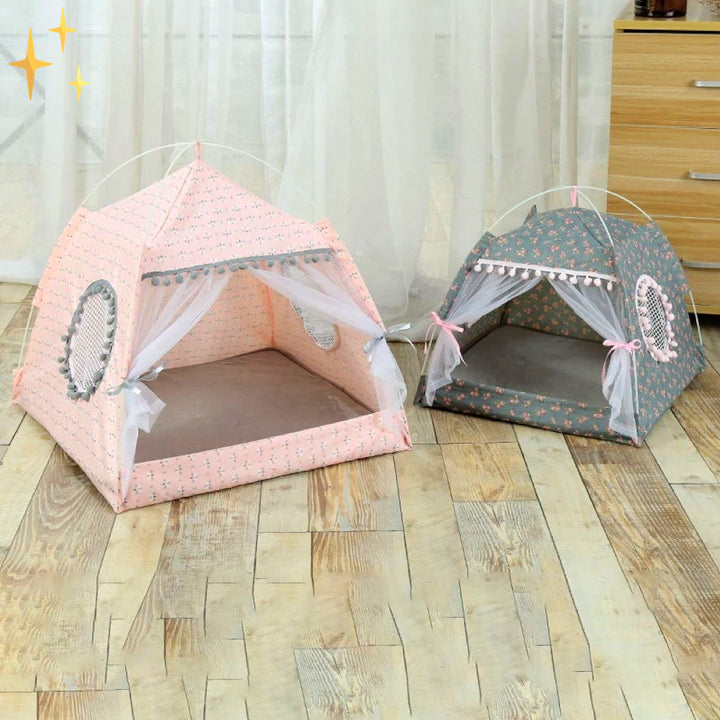 Cute Pet Tent with Curtains - PetTent Bowlift