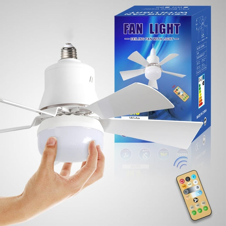 BowLift | LuxeBreeze Portable Ceiling Fan & Light | Elegant 2-in-1 solution with remote control for comfort and style