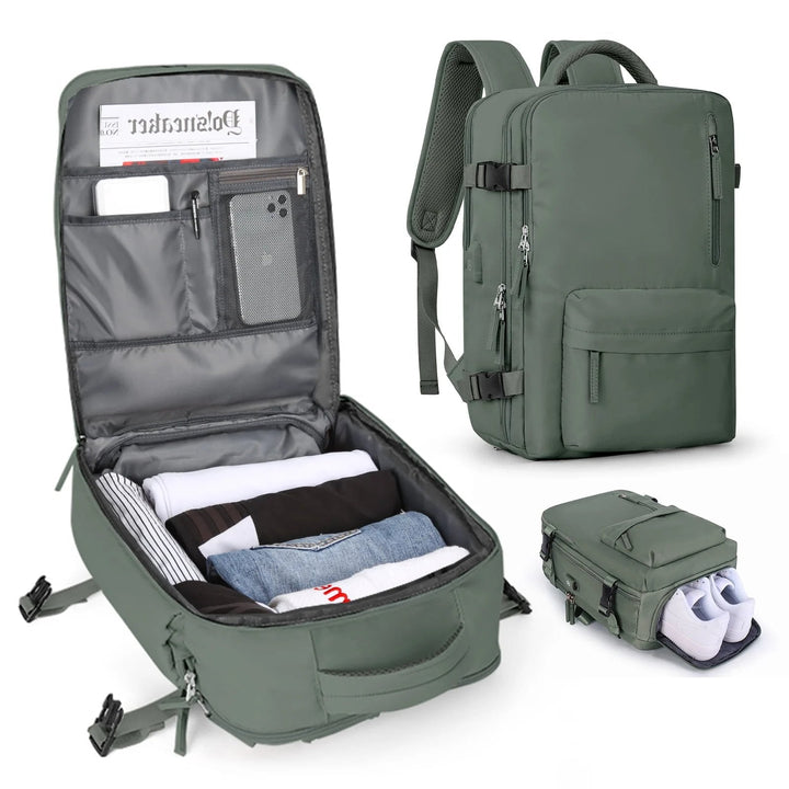 BowLift | Women's Large Travel Backpack – Waterproof Hiking Rucksack | Anti-Theft & USB Charging