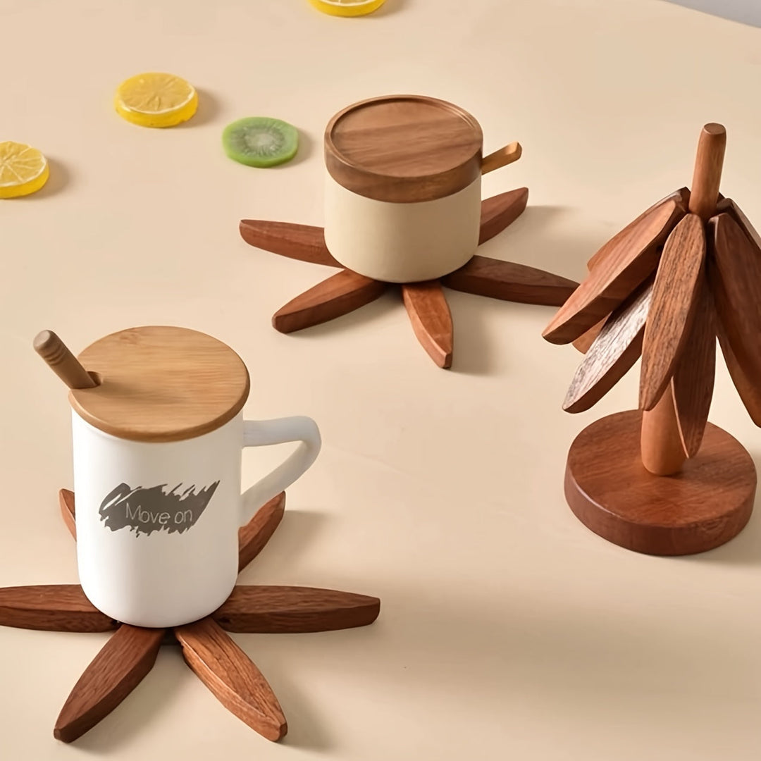 BowLift | Wood Trivets Set with Decorative Tree Stand