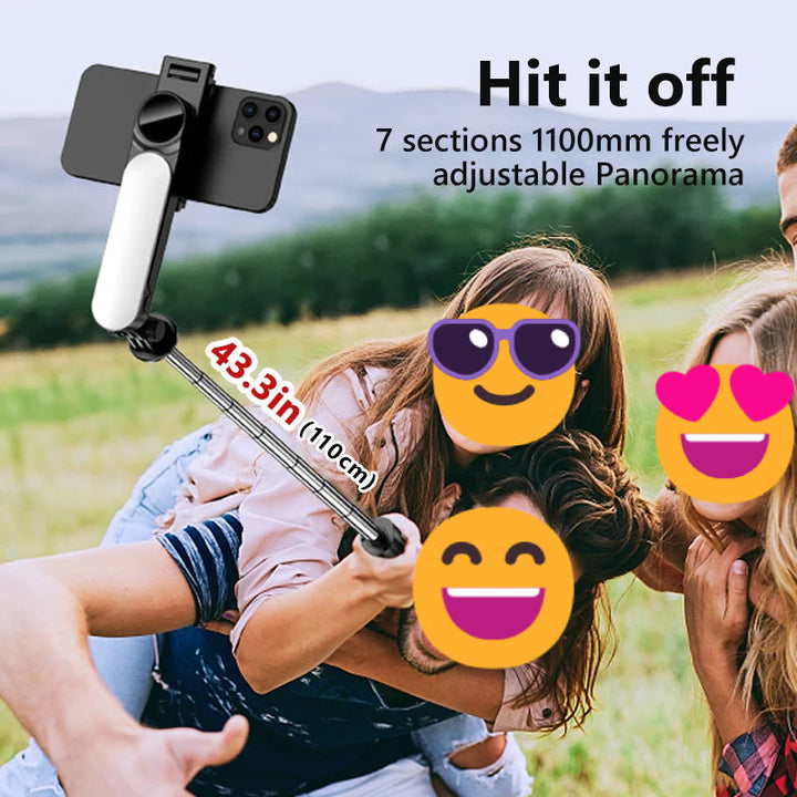 BowLift | Ultra Foldable Built-In Lighting Selfie Stick Tripod