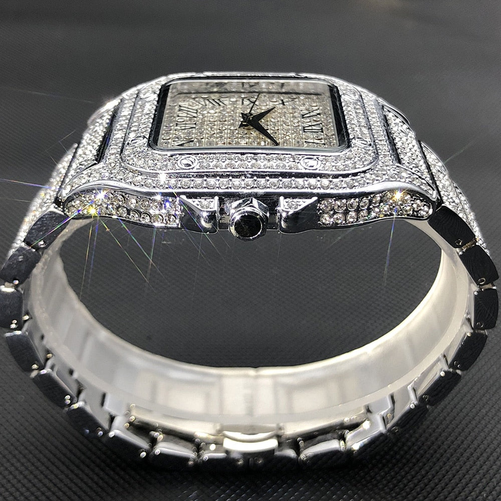 BowLift | MISSFOX Ice Out Square Watch for Men