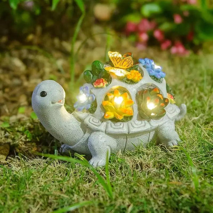 BowLift | Solaro Turtle Garden | Solar Turtle Statue with LED & Succulents | For Garden, Terrace & Balcony