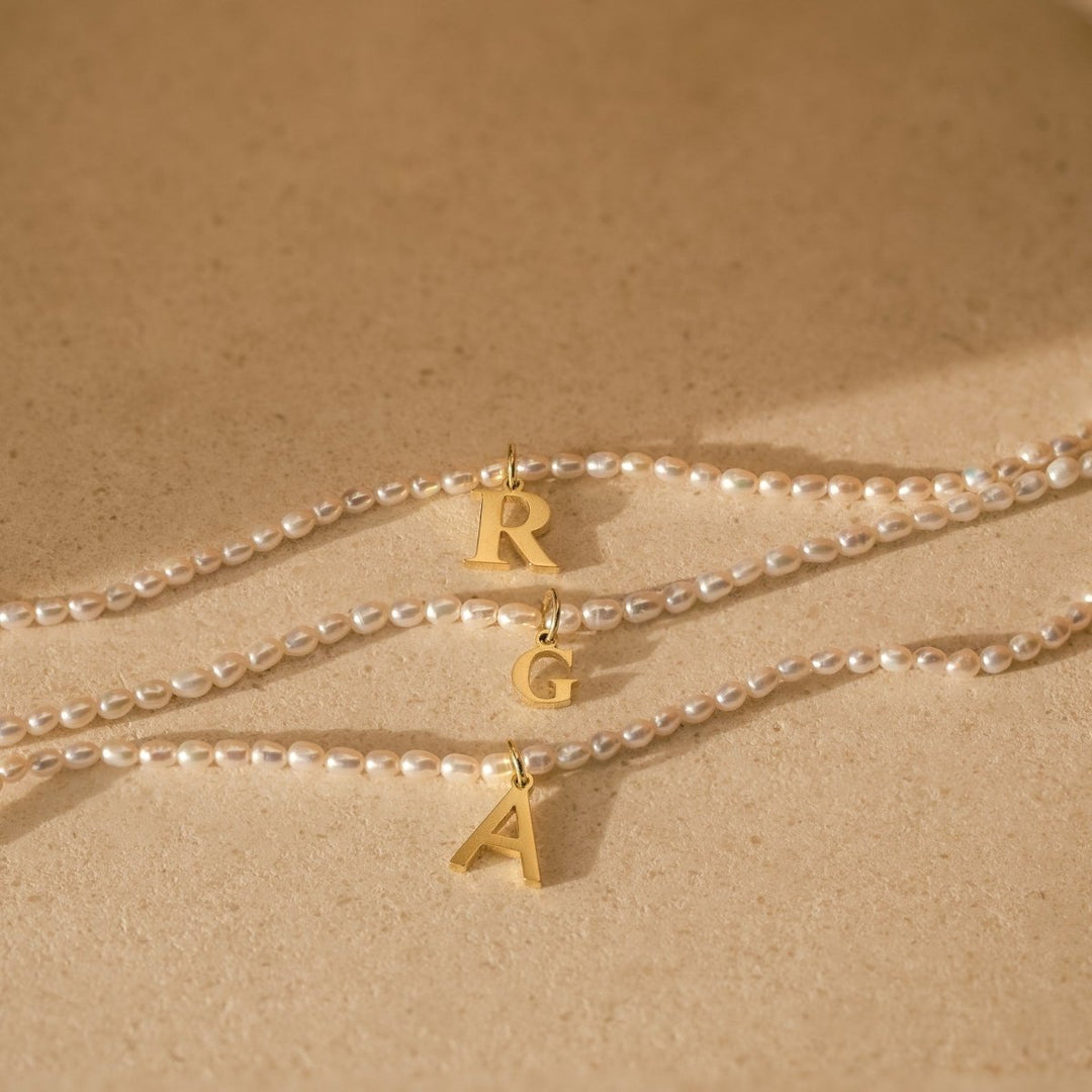 BowLift | Dainty Beaded Pearl Initial Necklace