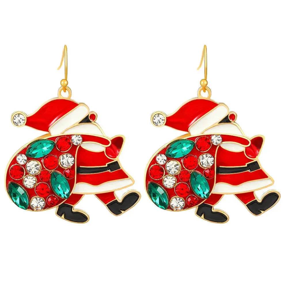 BowLift | Personalized Cute Santa Claus Earrings With Colorful Rhinestones Ins Fashion Christmas Earrings For Women Jewelry