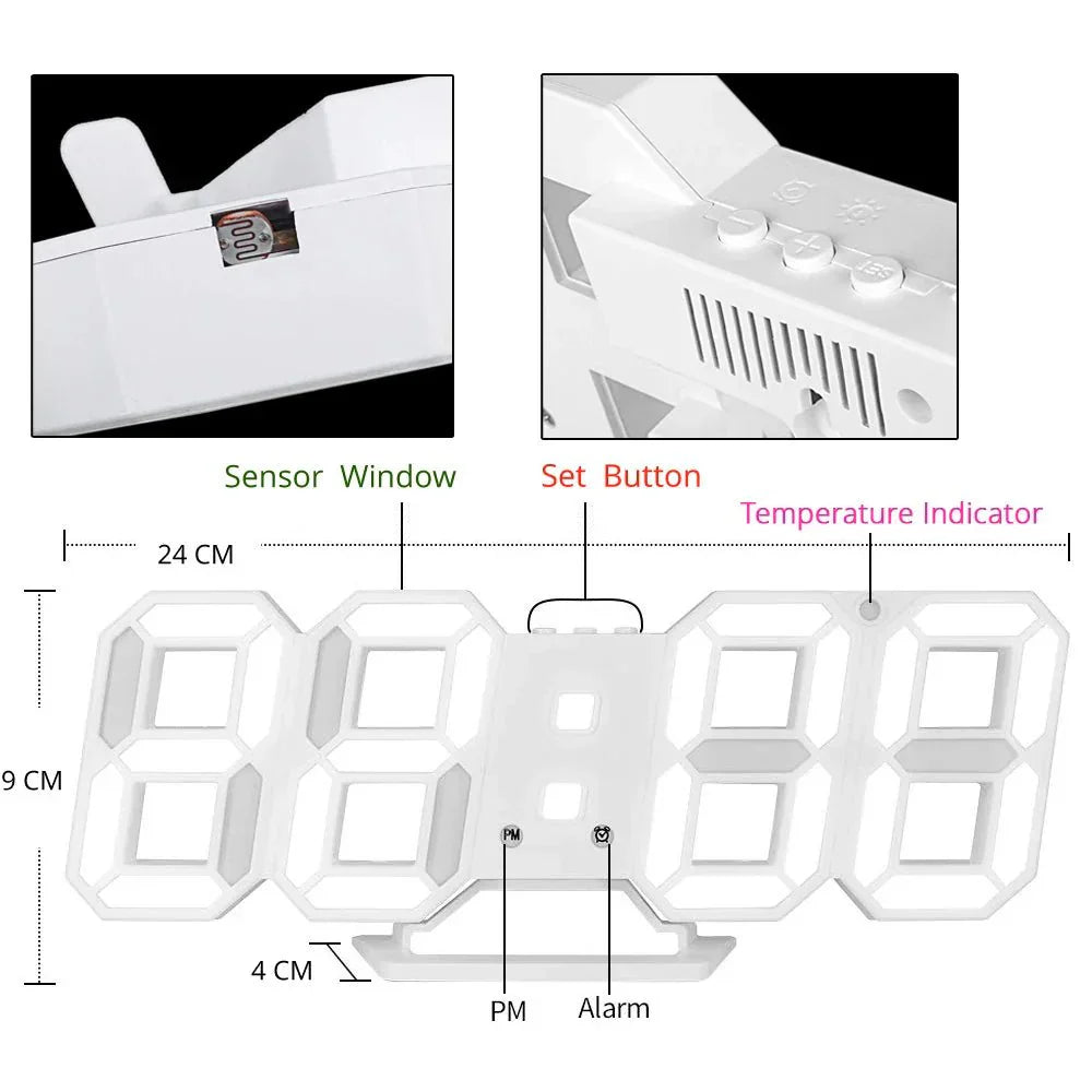 BowLift | LumiSync 3D LED Wall Clock – Modern Digital Clock with Dimmer Lighting