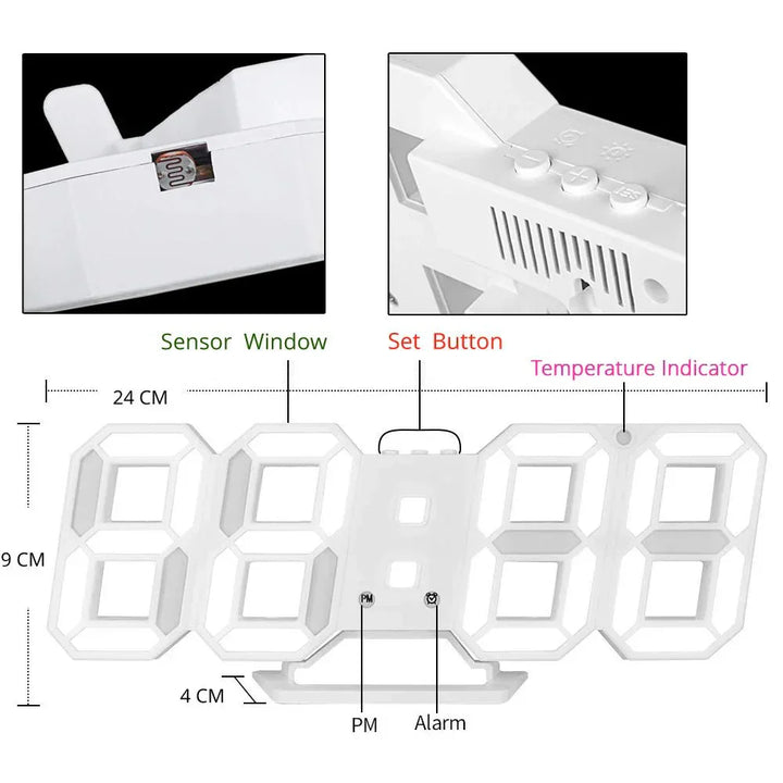 BowLift | LumiSync 3D LED Wall Clock – Modern Digital Clock with Dimmer Lighting