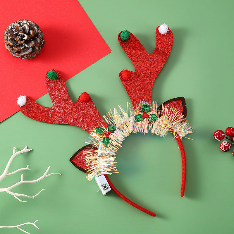BowLift | IPC Christmas Hair Band Glowing Headband Xmas Tree Snowflake Hair Band Deer Horn Light Flashing Headwear Merry Christmas Gift