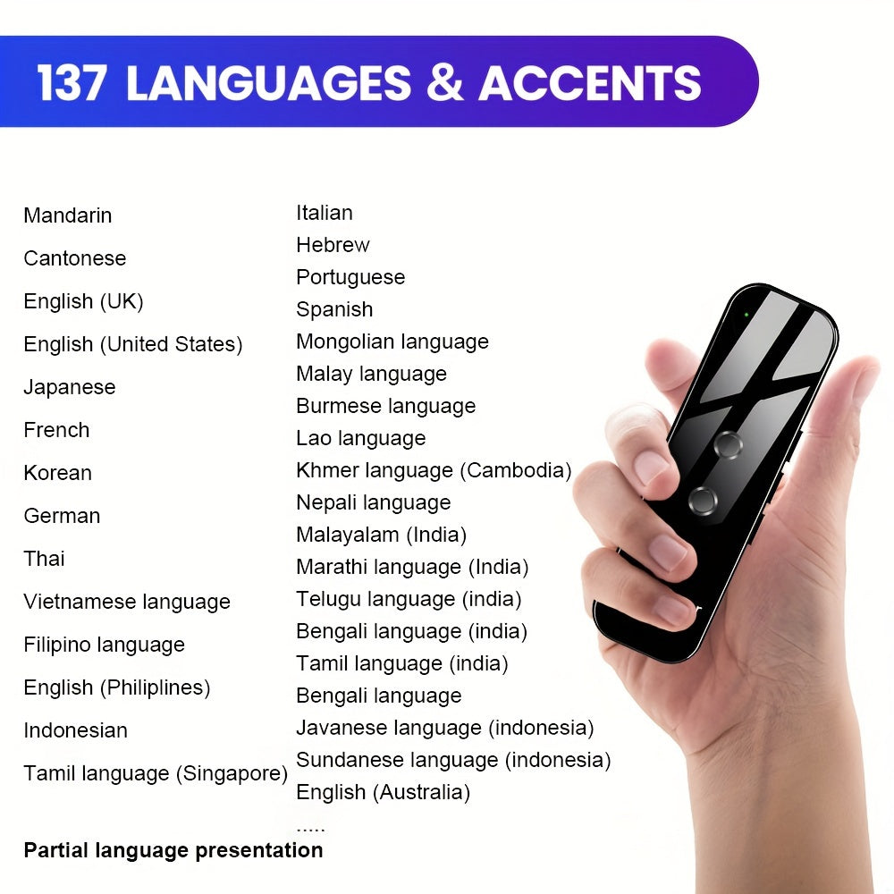 BowLift | Portable Two-Way Language Translator with Built-In Wi-Fi and Rechargeable USB Battery - Compact Travel Device for Effortless Communication