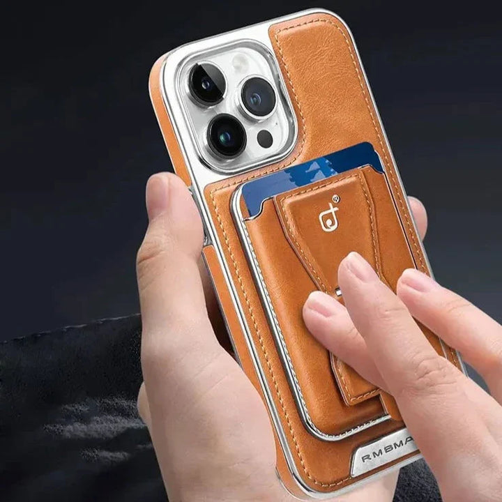 BowLift | Lux Hold Leather Wallet Stand iPhone Case