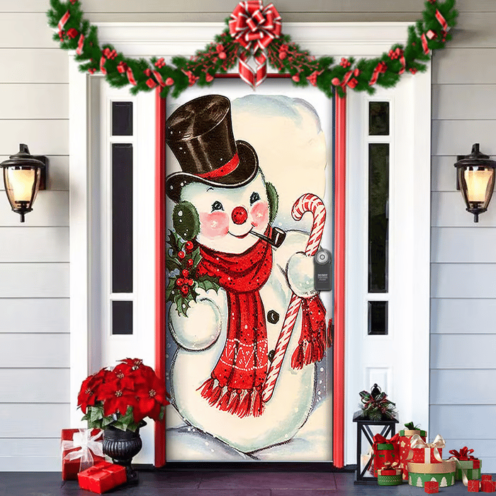 BowLift | Christmas Door Decoration with Santa Claus | Fabric Door Cover | Quick Assembly & Reusable