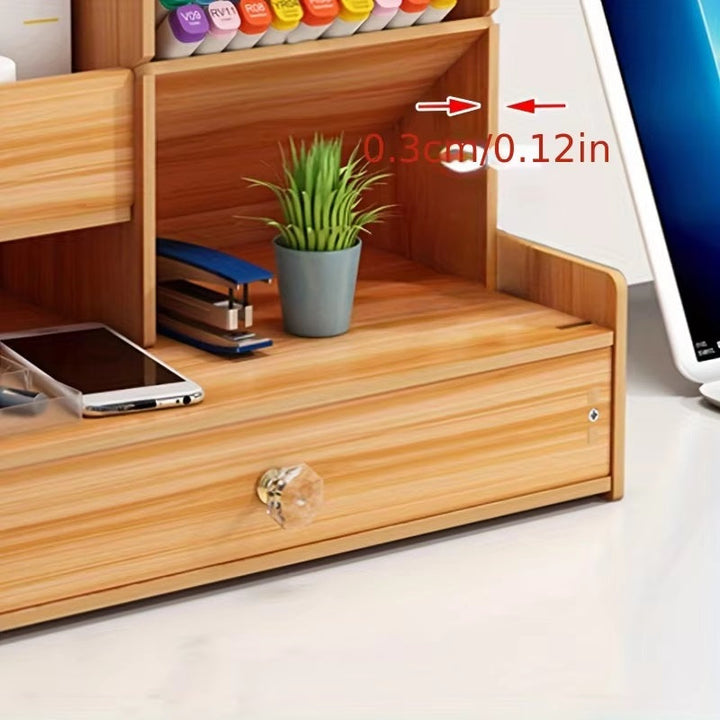 BowLift | Wooden Desk Organizer with Drawer and Multiple Grids