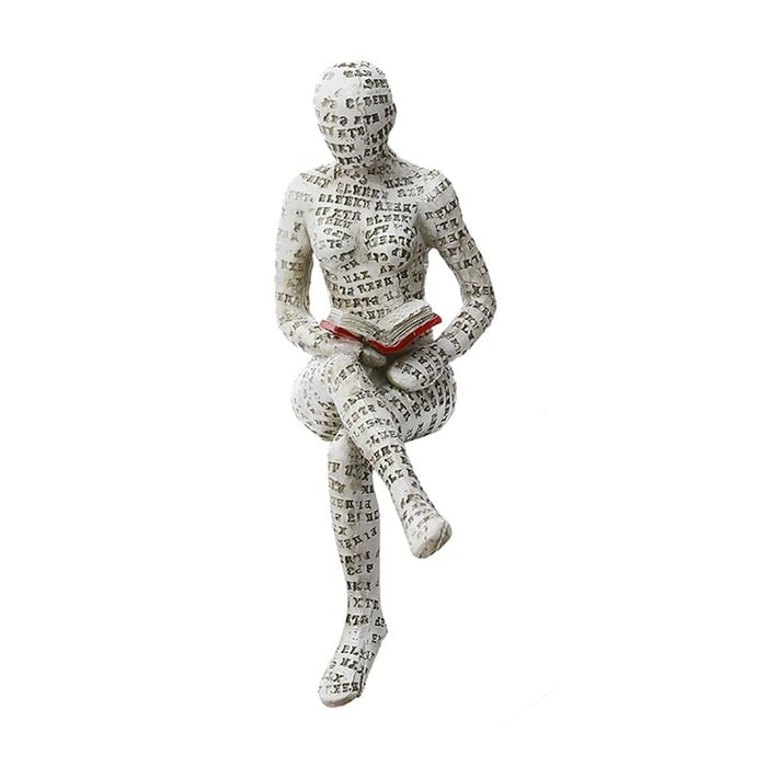 Resin Modern Reading Woman Statue Ornament in The Shape of a Scholar | Bowlift