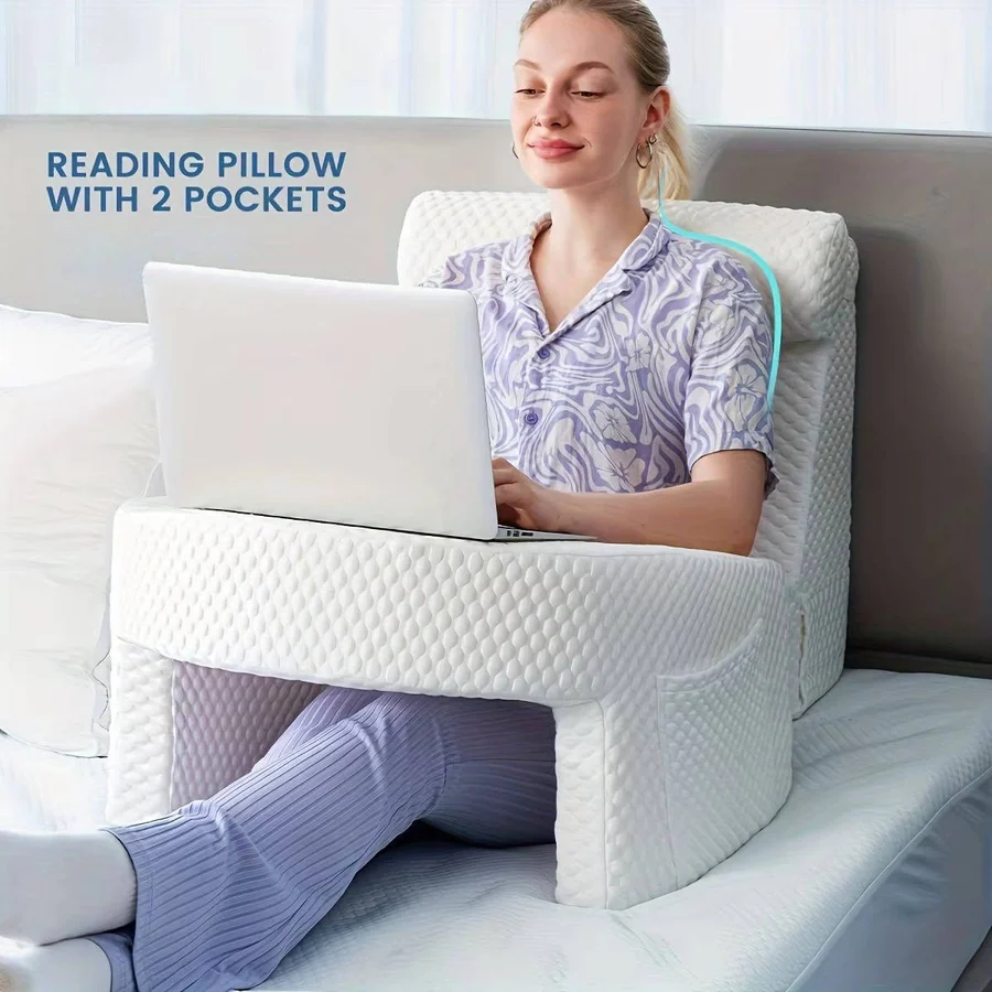 BowLift | Reading Pillow for Bed, Memory Foam with Washable Cover