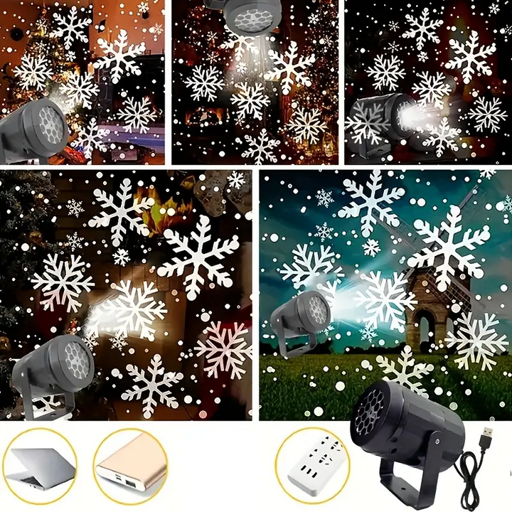 BowLift | Magic Snowflakes Christmas Projector – LED light show for indoor and outdoor